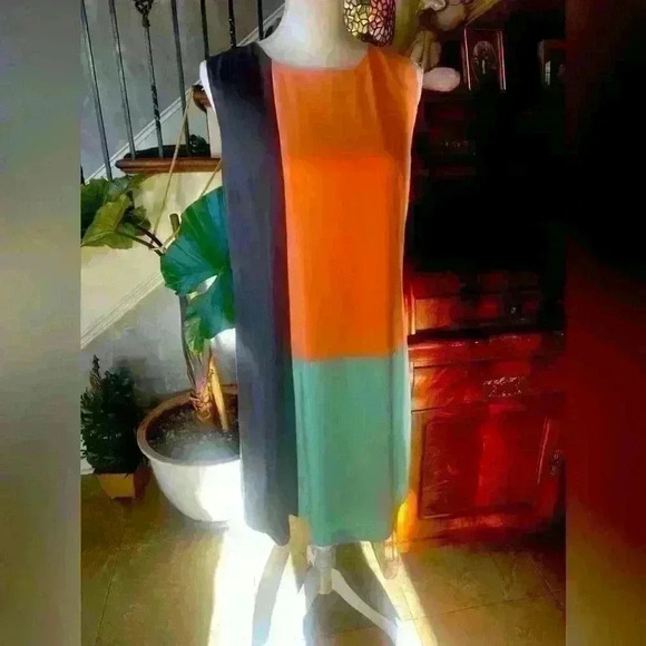 Nine West colorblock dress size 10 sleeveless exc condition pullover zip back - Picture 10 of 16